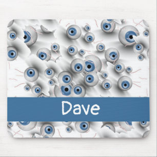 Custom name scary eyes mouse pad