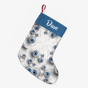 Custom name scary eyes small christmas stocking