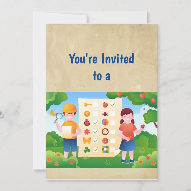 Custom Name Scavenger Hunt Birthday  Invitation (Front)