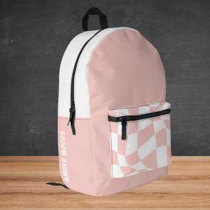 Custom Name School Backpacks - Pink Chequered