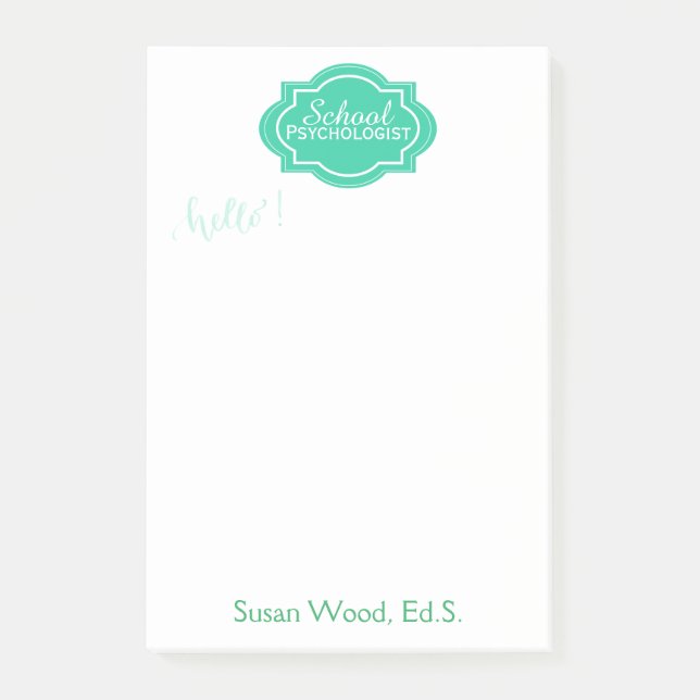 Custom Name School Psychologist Memo Note Pad (Front)