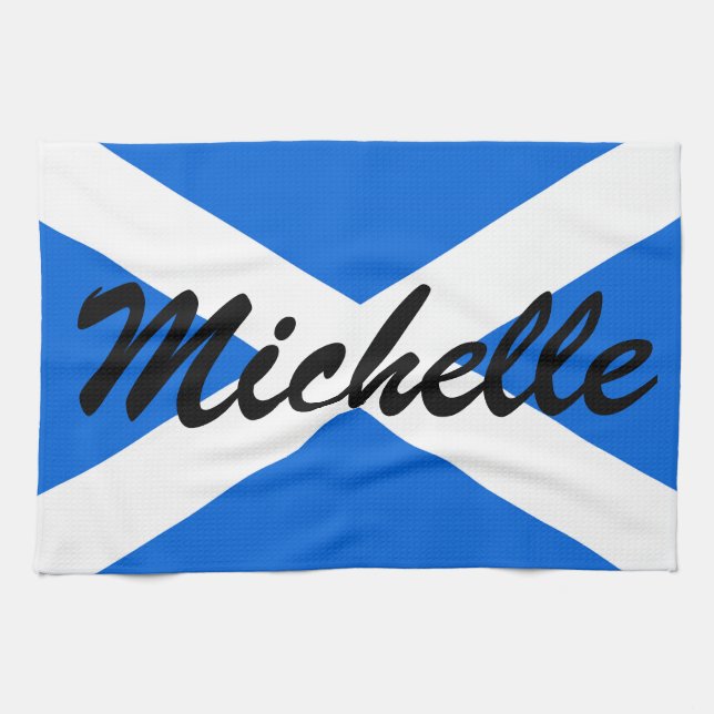 Custom Name Scottish Flag ktcnt Tea Towel (Horizontal)