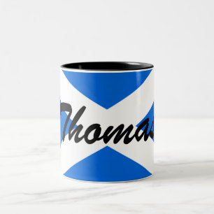 Custom Name Scottish Flag Two-Tone Mug arc