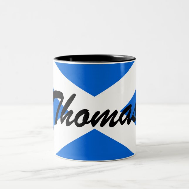 Custom Name Scottish Flag Two-Tone Mug arc (Center)