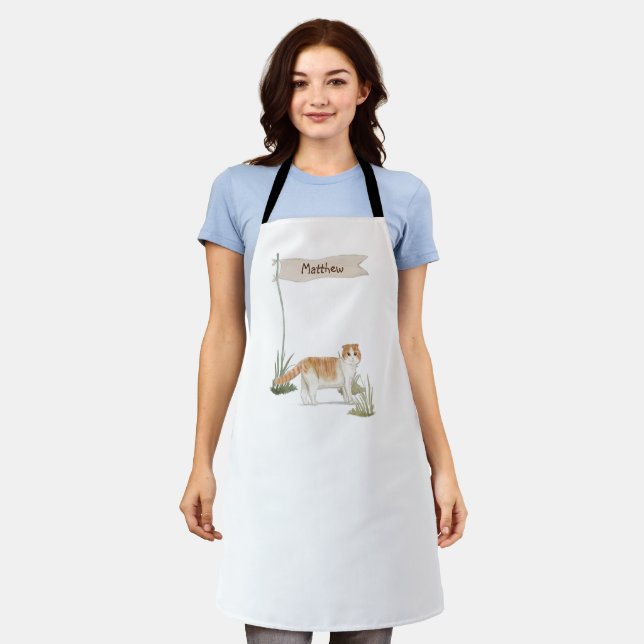 Custom Name Scottish Fold Cat Pet Apron (Worn)