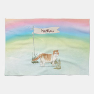 Custom Name Scottish Fold Cat Pet Tea Towel
