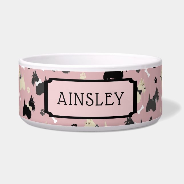 Custom Name Scottish Terrier Pattern Pink (Front)