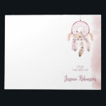 Custom Name Script Boho Dream Catcher Watercolor Notepad<br><div class="desc">Easily personalise this modern whimsical notepad featuring a hand painted watercolor blush pink dream catcher and your custom name.</div>