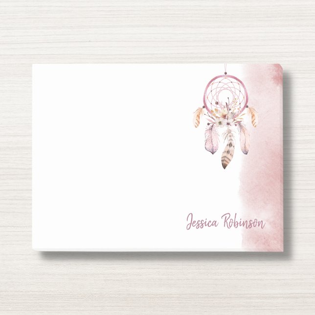 Custom Name Script Boho Dream Catcher Watercolor Post-it Notes (Creator Uploaded)