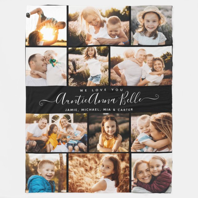 Custom Name Script We Love you Modern Photo Fleece Blanket (Front)