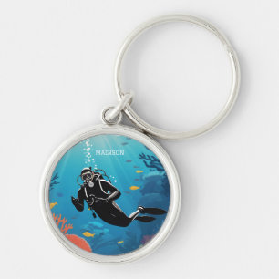 Custom Name Scuba Diver Key Ring