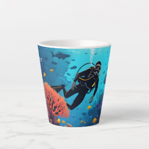 Custom Name Scuba Diver Latte Mug