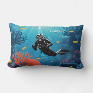 Custom Name Scuba Diver Lumbar Cushion