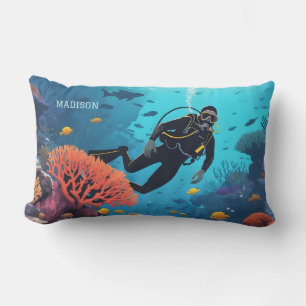 Custom Name Scuba Diver Lumbar Cushion