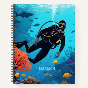 Custom Name Scuba Diver Notebook
