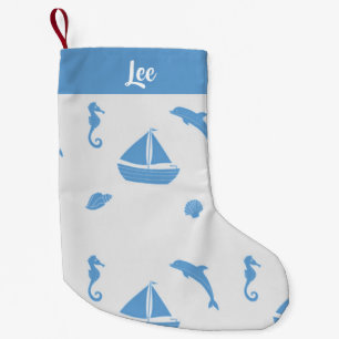 Custom name sea life small christmas stocking