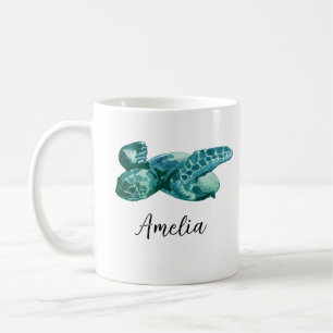 Custom Name Sea Turtle Painting Coffee Mug