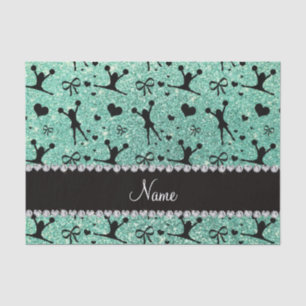 Custom name seafoam green glitter cheerleading tissue paper