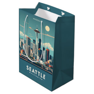 Custom Name Seattle Washington Medium Gift Bag