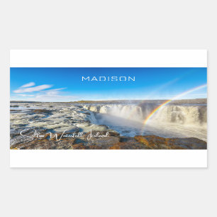 Custom Name Selfoss Waterfall, Iceland Rectangular Sticker