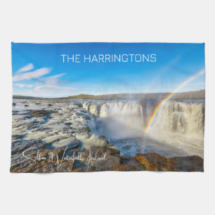 Custom Name Selfoss Waterfall, Iceland Tea Towel