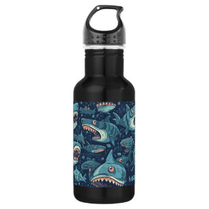 Custom Name Sharks Pattern 532 Ml Water Bottle