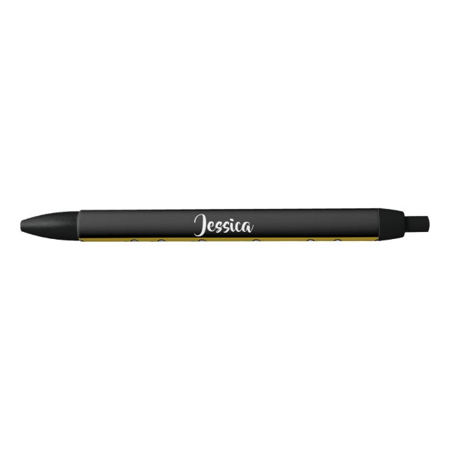 Custom name sheep brown pattern black ink pen (Front)