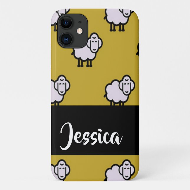 Custom name sheep brown pattern Case-Mate iPhone case (Back)