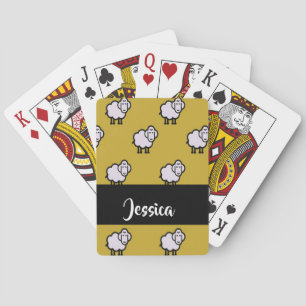 Custom name sheep brown pattern playing cards