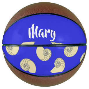 Custom name shells on blue basketball