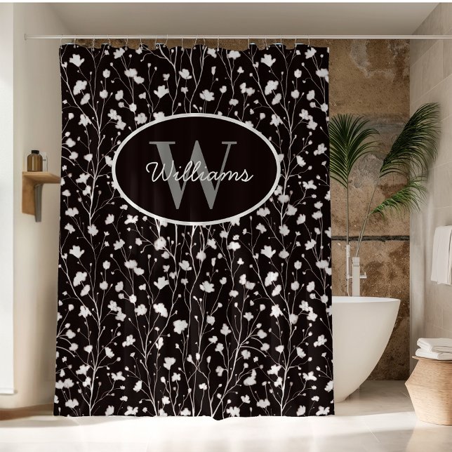 Custom Name Shower Curtain Floral Monogram Bath (Creator Uploaded)