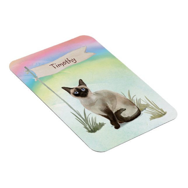 Custom Name Siamese Cat Pet Magnet (Right Side)