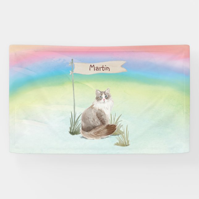 Custom Name Siberian Cat Pet Banner (Horizontal)