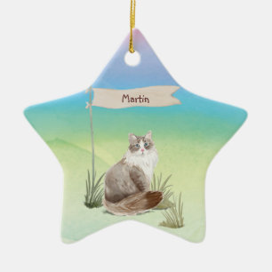 Custom Name Siberian Cat Pet Ceramic Ornament