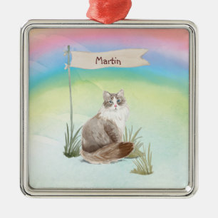 Custom Name Siberian Cat Pet Metal Ornament