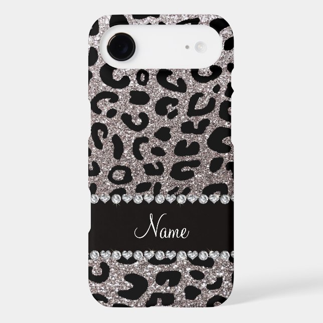 Custom name silver glitter cheetah print Case-Mate iPhone case (Back)