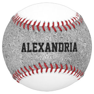 Custom Name Silver Glitter Sparkle Foil Softball