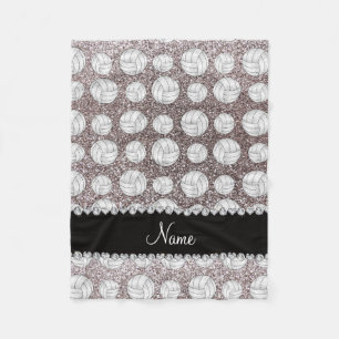 Custom name silver glitter volleyballs fleece blanket