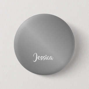 Custom name silver gradient 6 cm round badge