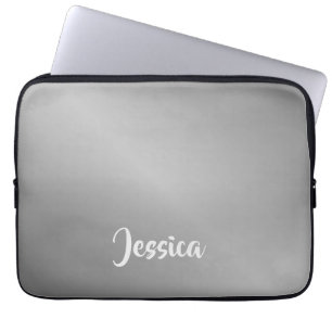 Custom name silver gradient laptop sleeve