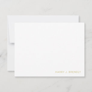 Custom Name Simple Minimalist White Flat Note Card