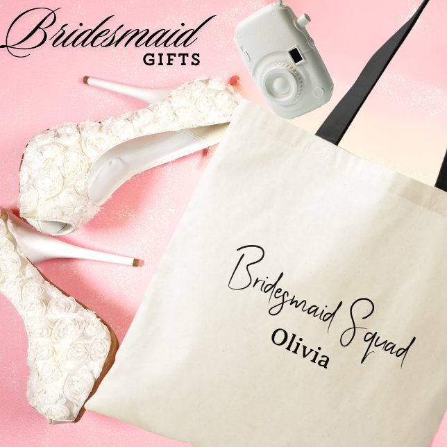 Custom Name,Simple Script Bridesmaid Wedding Tote Bag (Creator Uploaded)