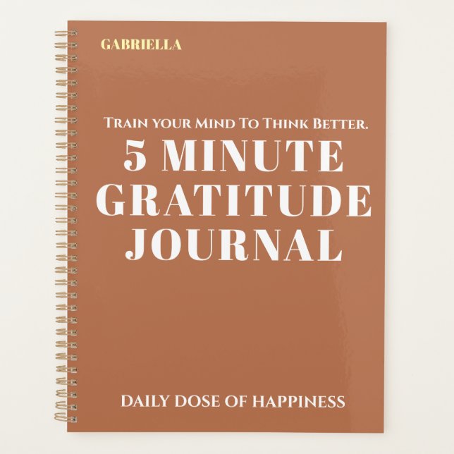 Custom Name Simple Stylish Daily Gratitude Journal Planner (Front)