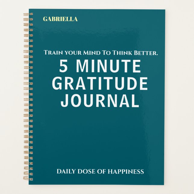 Custom Name Simple Stylish Daily Gratitude Journal Planner (Front)