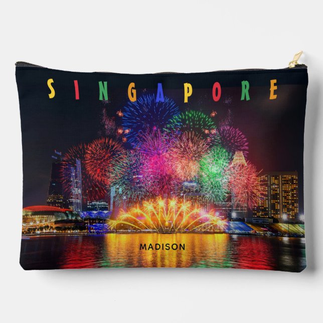 Custom Name Singapore Fireworks Accessory Pouch (Back)