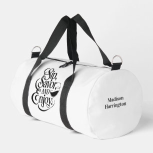 Custom Name Sip, Savour, Enjoy Wine Duffle Bag