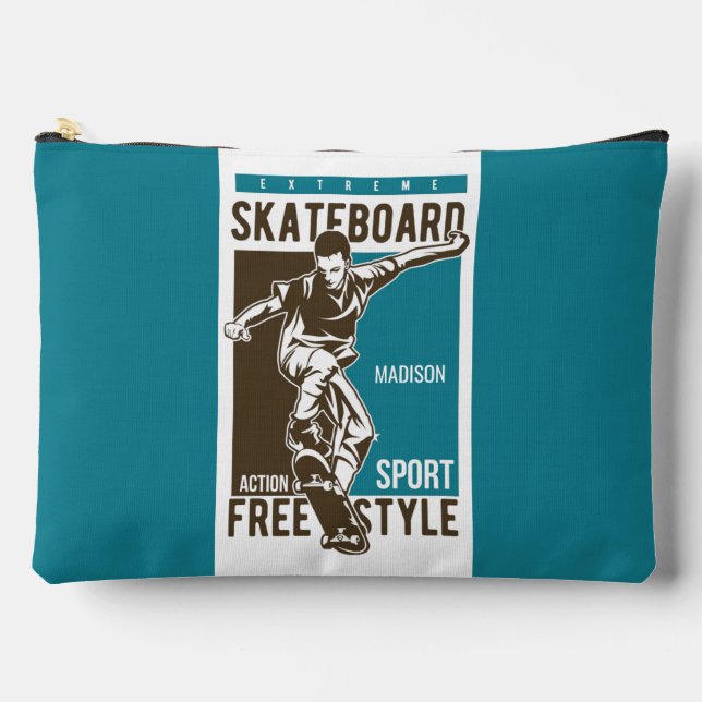 Custom name Skateboarding Accessory Pouch (Front)
