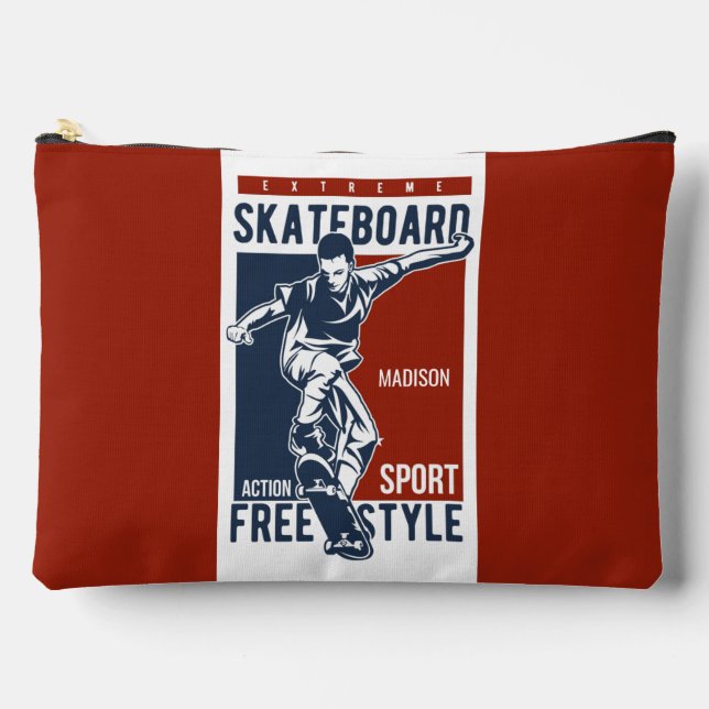 Custom name Skateboarding Accessory Pouch (Front)