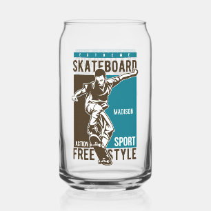Custom name Skateboarding Can Glass