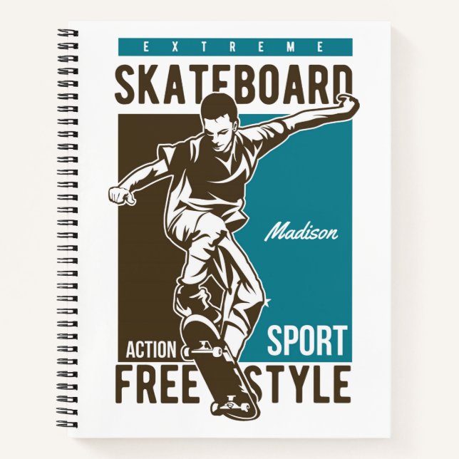 Custom name Skateboarding Notebook (Front)